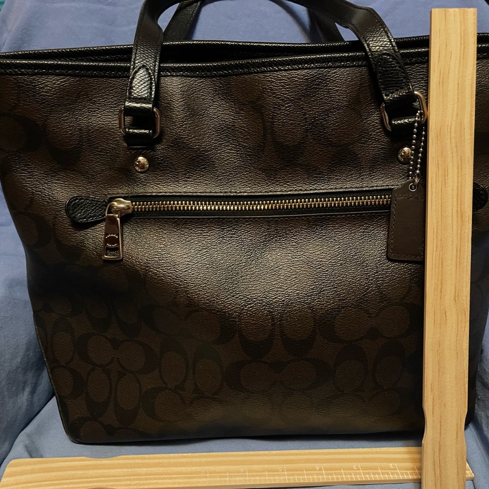 Coach Signature Brown and Black Tote - Picture 2 of 6